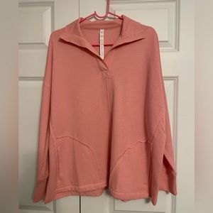 303. NWOT Rae Mode Pink Cozy Long Sleeve Poly Fleece Top, Size Small
